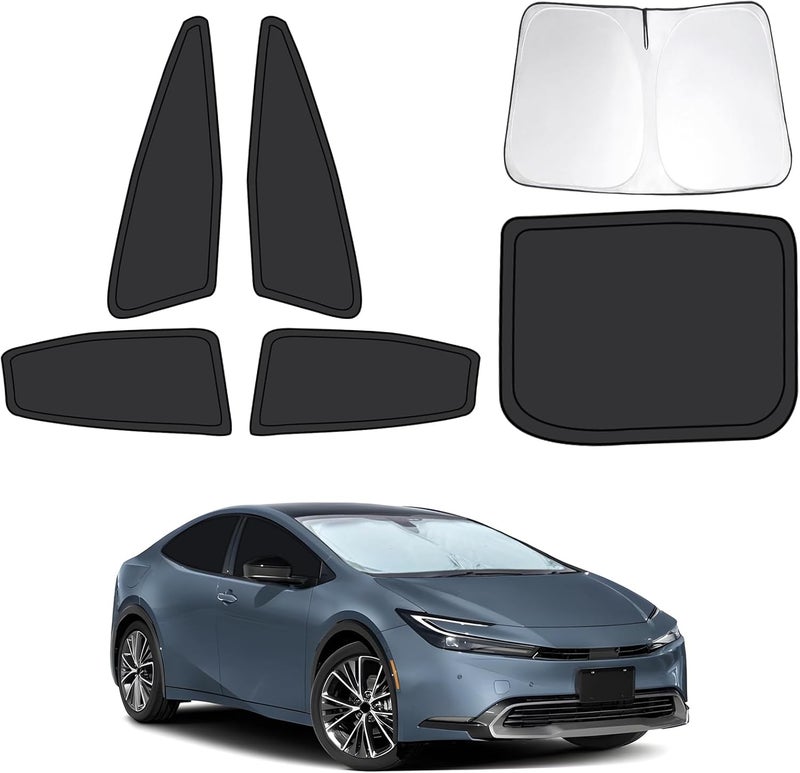 FSHAANY'S 6pcs Car Window Shades for Toyota Prius 2023 2024 2025, Full Car Window Covers for Privacy, Sunshades for Prius Front Rear Windshield Side Windows to Block UV and Protect Privacy - Image 1